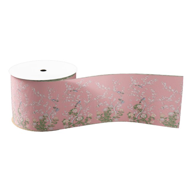 Pink Chinoiserie Grosgrain Ribbon (Spool)