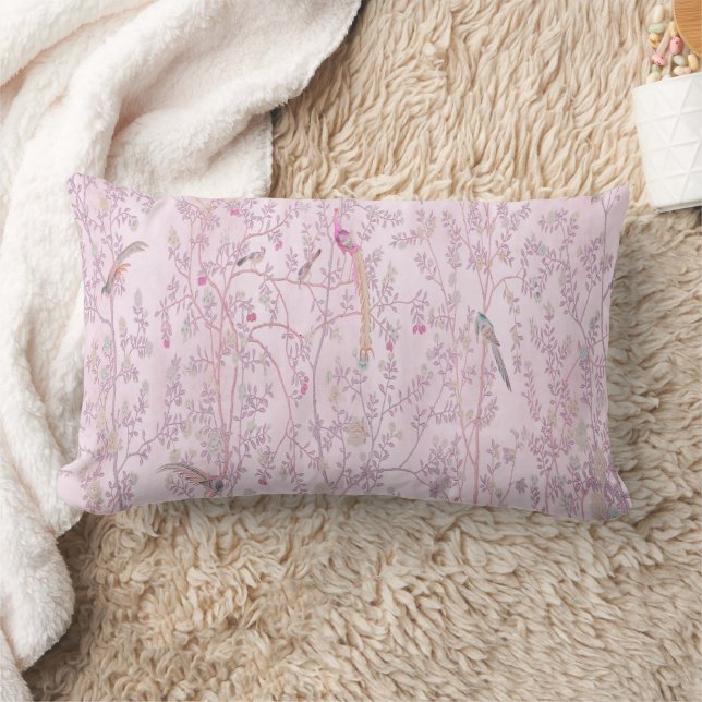 Pink Chinoiserie  Lumbar Cushion (Blanket)