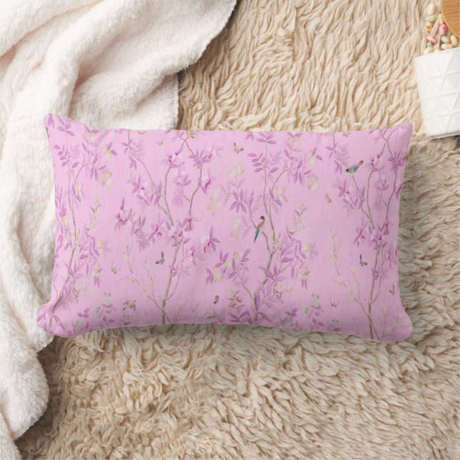 Pink Chinoiserie  Lumbar Cushion (Blanket)