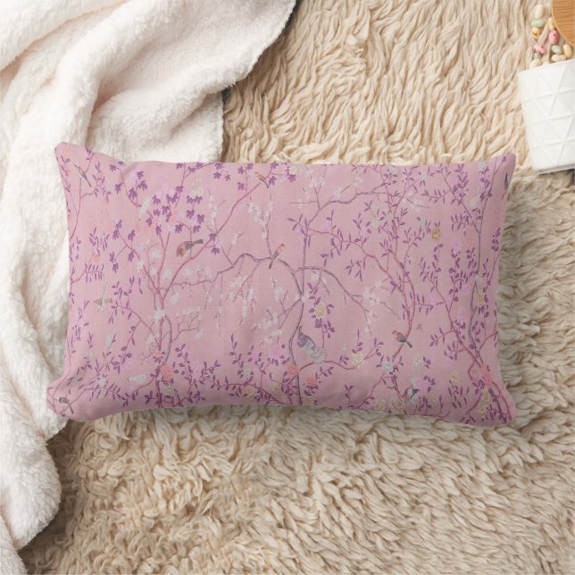 Pink Chinoiserie  Lumbar Cushion (Blanket)