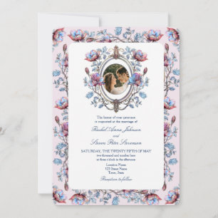 Pink Chinoiserie Photo Wedding Invitation