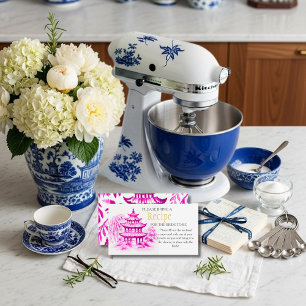 Pink Chinoiserie Recipe Request Bridal Shower Enclosure Card