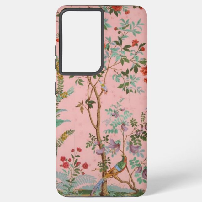 Pink Chinoiserie Samsung Galaxy S21 Ultra Case (Back)