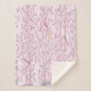 Pink Chinoiserie Sherpa Blanket