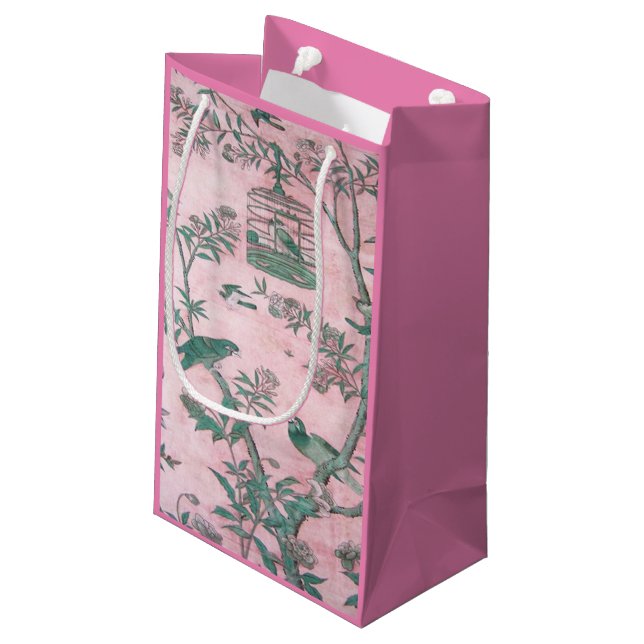 Pink Chinoiserie Small Gift Bag (Back Angled)