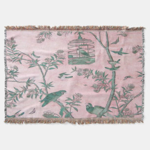 Pink Chinoiserie Throw Blanket
