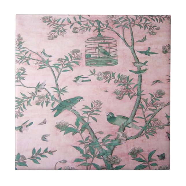 Pink Chinoiserie  Tile (Front)