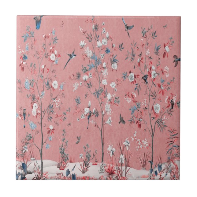 Pink Chinoiserie  Tile (Front)