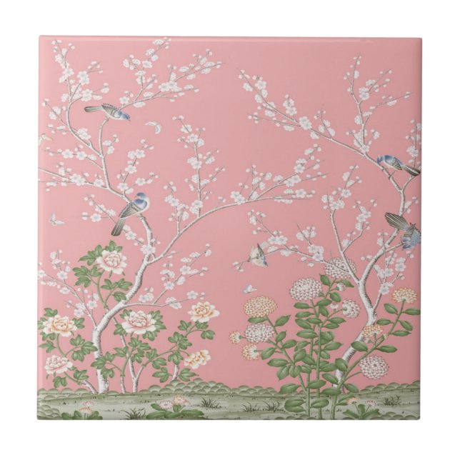 Pink Chinoiserie  Tile (Front)