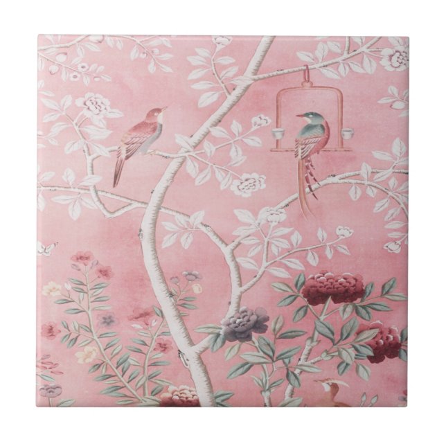 Pink Chinoiserie  Tile (Front)