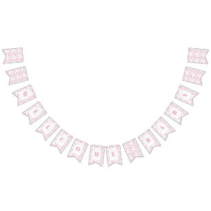 Pink Chinoiserie Toile de Jouy Baby Shower Bunting