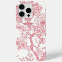 Pink Chinoiserie Toile Dragon Cherry Blossom