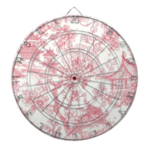 Pink Chinoiserie Toile Dragon Cherry Blossom Dartboard