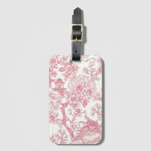 Pink Chinoiserie Toile Dragon Cherry Blossom Luggage Tag