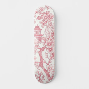 Pink Chinoiserie Toile Dragon Cherry Blossom Skateboard