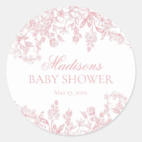 Pink Chinoiserie Vintage Floral Baby Shower Circle