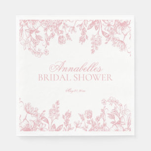 Pink Chinoiserie Vintage Floral Bridal Shower Napkin