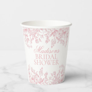 Pink Chinoiserie Vintage Floral Bridal Shower Paper Cups