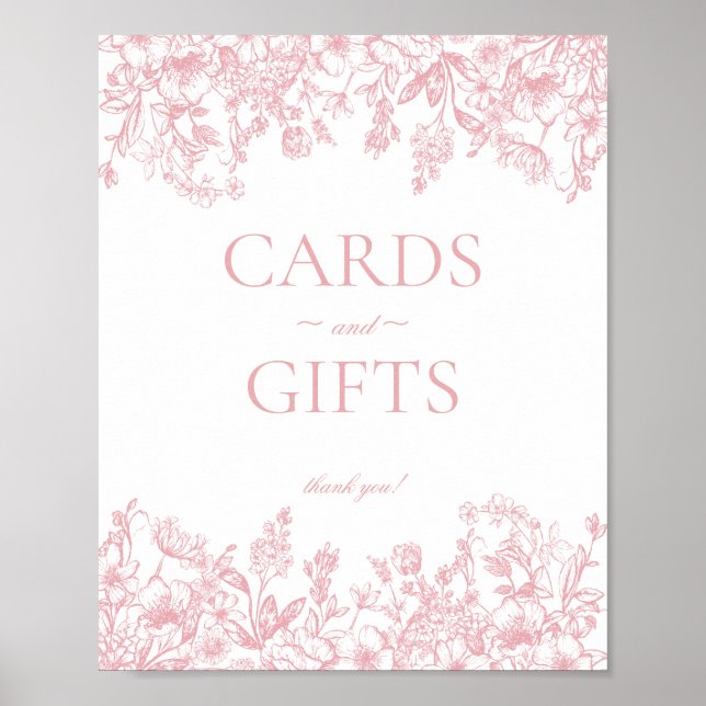 Pink Chinoiserie Vintage Floral Cards & Gifts Sign (Front)
