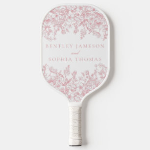 Pink Chinoiserie Vintage Floral Wedding Favours Pickleball Paddle
