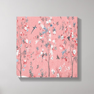 Pink Chinoiserie Wall Art Decor Canvas Print