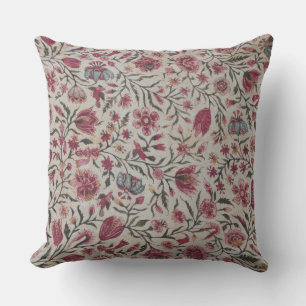 Pink Chintz Flowers Boho Cottagecore Cushion