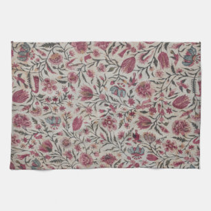 Pink Chintz Flowers Boho Cottagecore Tea Towel