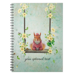 Pink Chipmunk on Swing Spiral Photo Notebook
