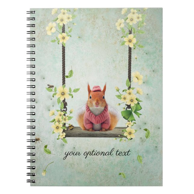 Pink Chipmunk on Swing Spiral Photo Notebook (Front)