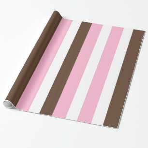 Pink, Chocolate and White Stripes Wrapping Paper