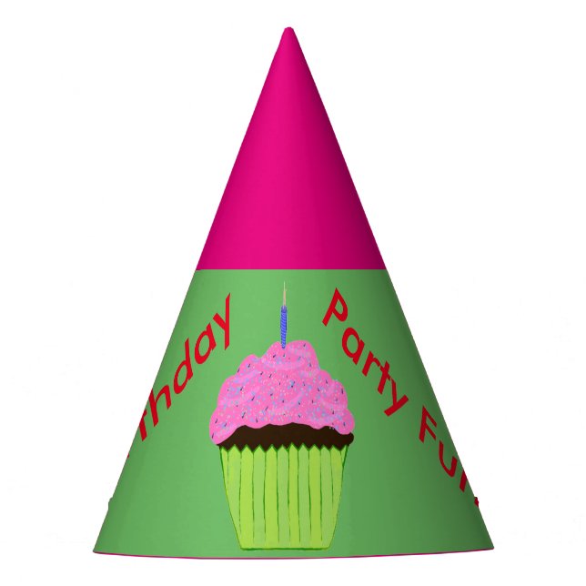 Pink Chocolate Cupcake Balloons Party Hats (Front)