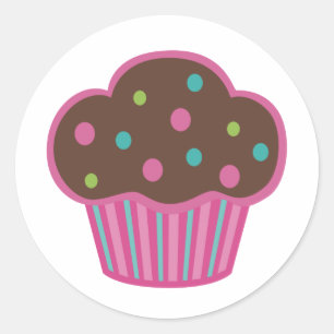 Pink Chocolate Cupcake Stickers