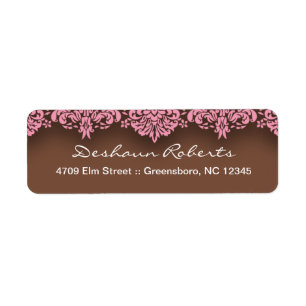 Pink & Chocolate Damask Address Labels