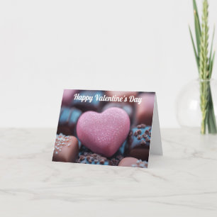 Pink Chocolate Heart Valentine's Greeting Holiday Card