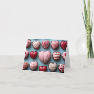Pink Chocolate Hearts Valentine's Greeting Holiday Card