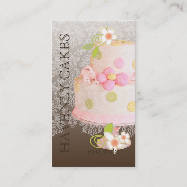 Pink + Chocolate Wedding Cake/Bakery/pâtisserie Business Card (Front)