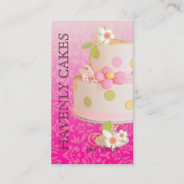 Pink + Chocolate Wedding Cake/Bakery/pâtisserie Business Card (Front)