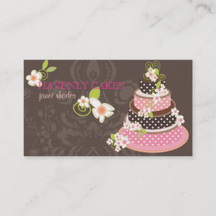 Pink + Chocolate Wedding Cake/Bakery/pâtisserie Business Card