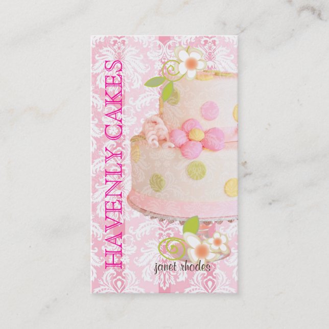 Pink + Chocolate Wedding Cake/Bakery/pâtisserie Business Card (Front)