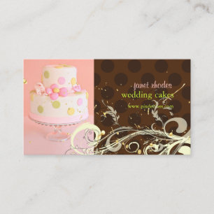 Pink/Chocolate wedding cake business cards