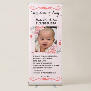 Pink CHRISTENING DAY Vertical Retractable Banner