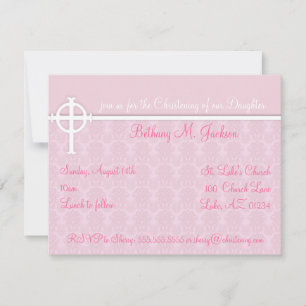 PInk Christening Invitations