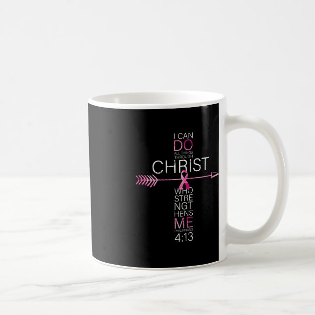 Pink Christian Breast Cancer Cross Religious Bible Coffee Mug (Right)