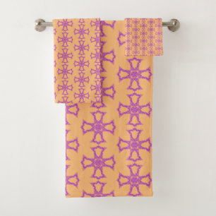 Pink Christian Cross Modern Aesthetic Art Bath Towel Set