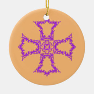 Pink Christian Cross Modern Aesthetic Art Ceramic Tree Decoration
