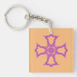 Pink Christian Cross Modern Aesthetic Art Key Ring