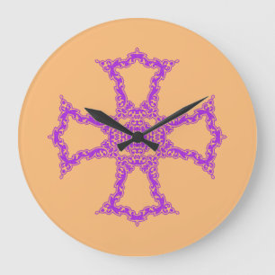 Pink Christian Cross Modern Aesthetic Art Large Clock