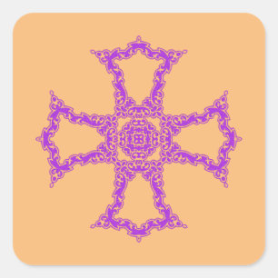 Pink Christian Cross Modern Aesthetic Art Square Sticker