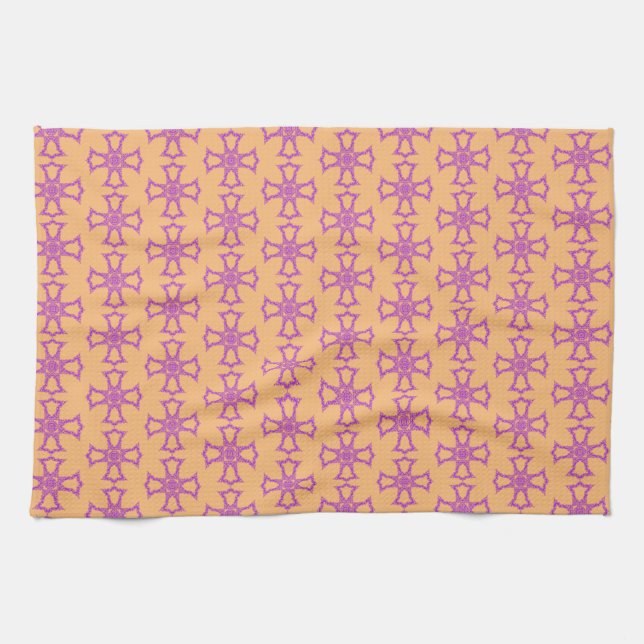 Pink Christian Cross Modern Aesthetic Art Tea Towel (Horizontal)