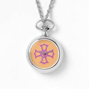 Pink Christian Cross Watch